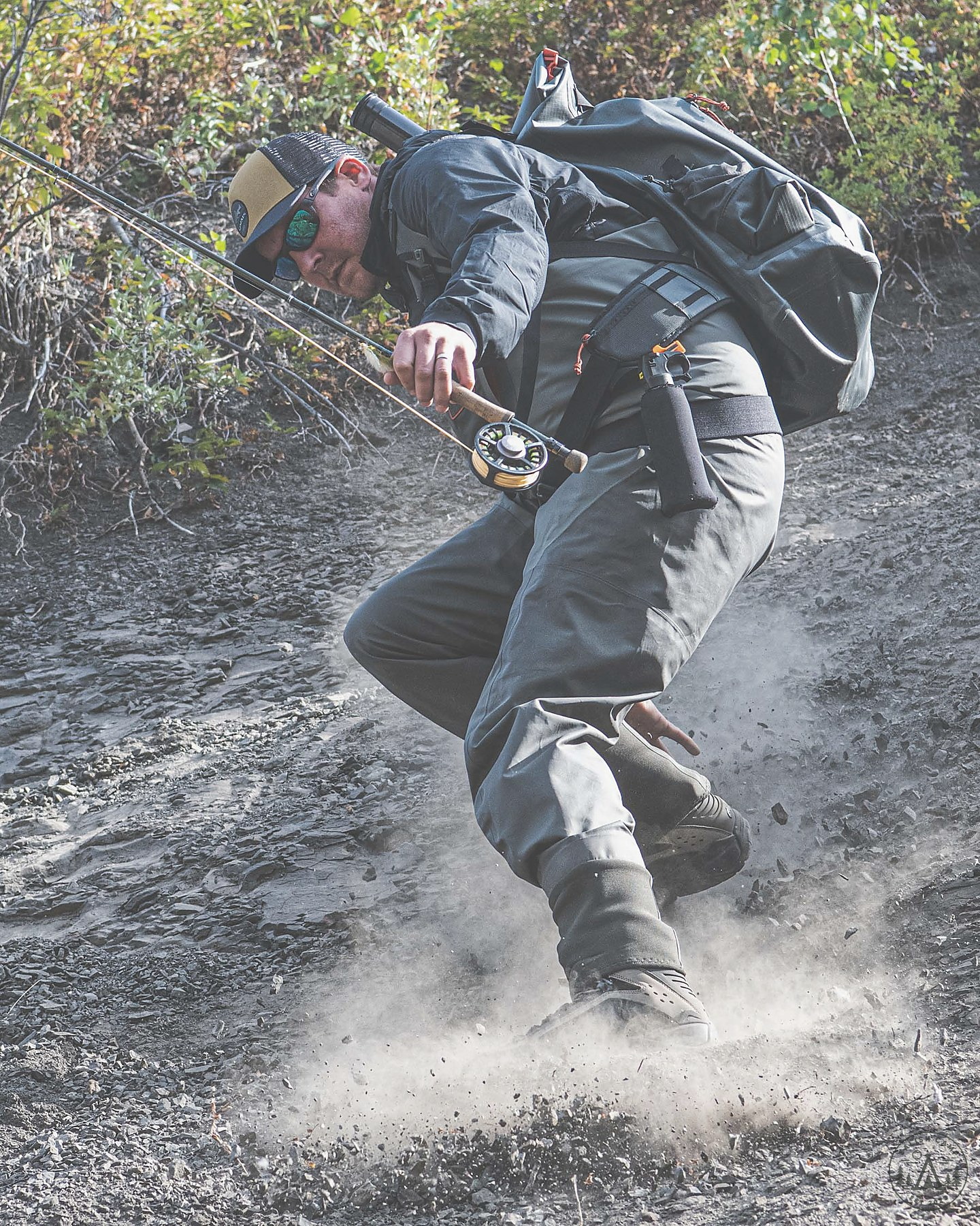 Simms G3 Guide Stockingfoot Waders stockingfoot seam and gravel guard closeup
