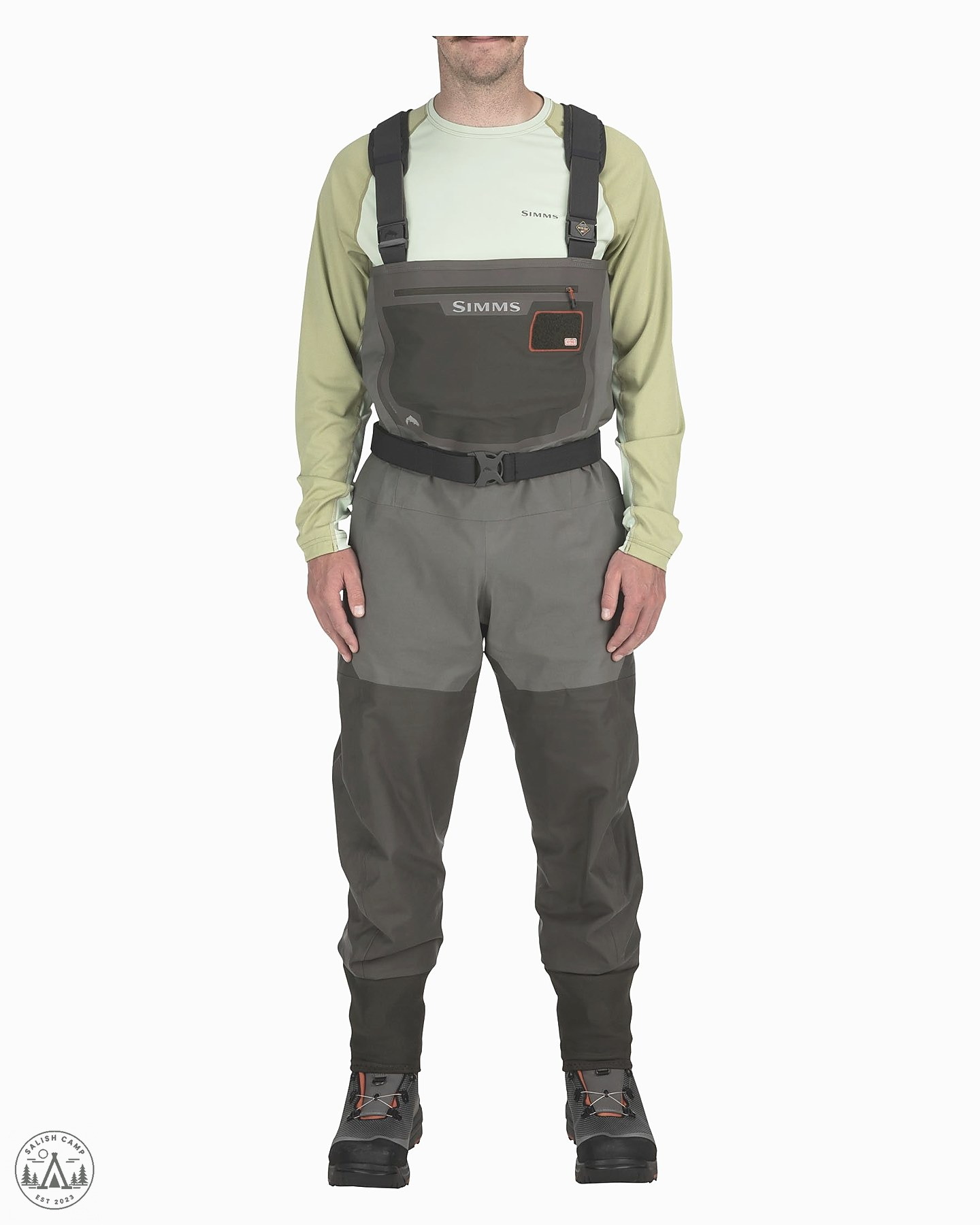 Simms G3 Guide Stockingfoot Waders suspender buckle hardware closeup