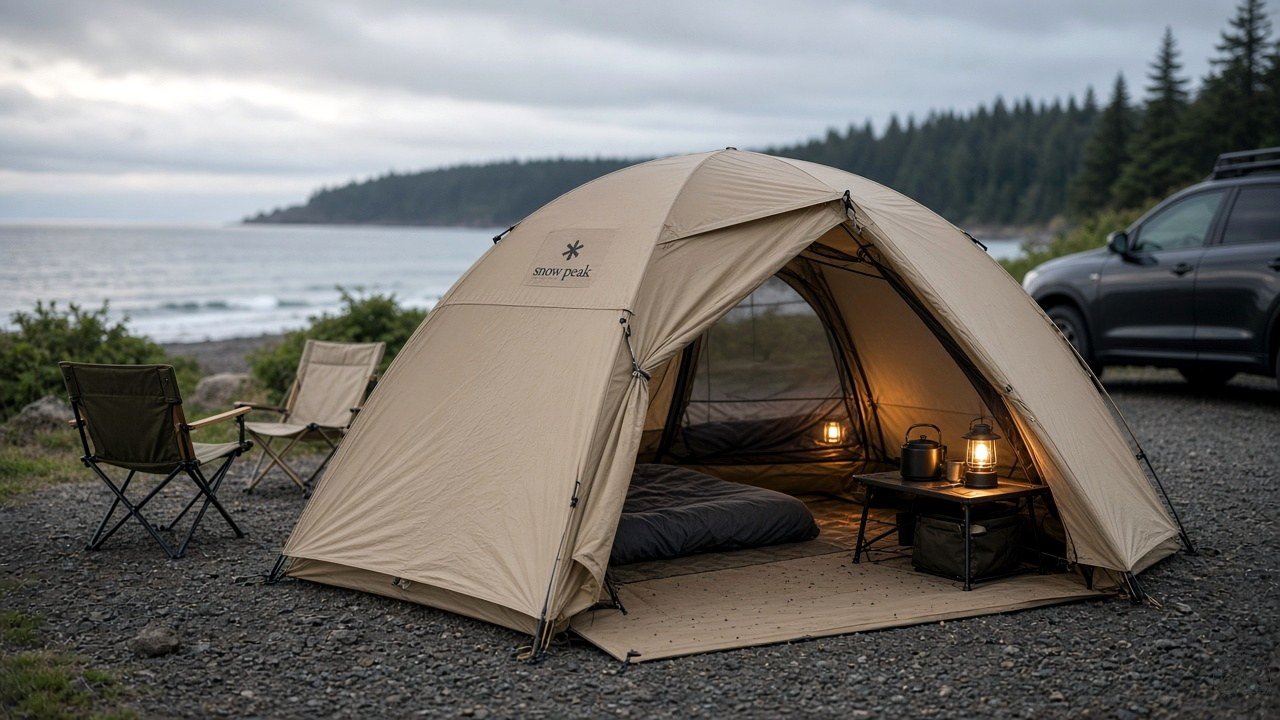 Amenity Dome M at a coastal car camp