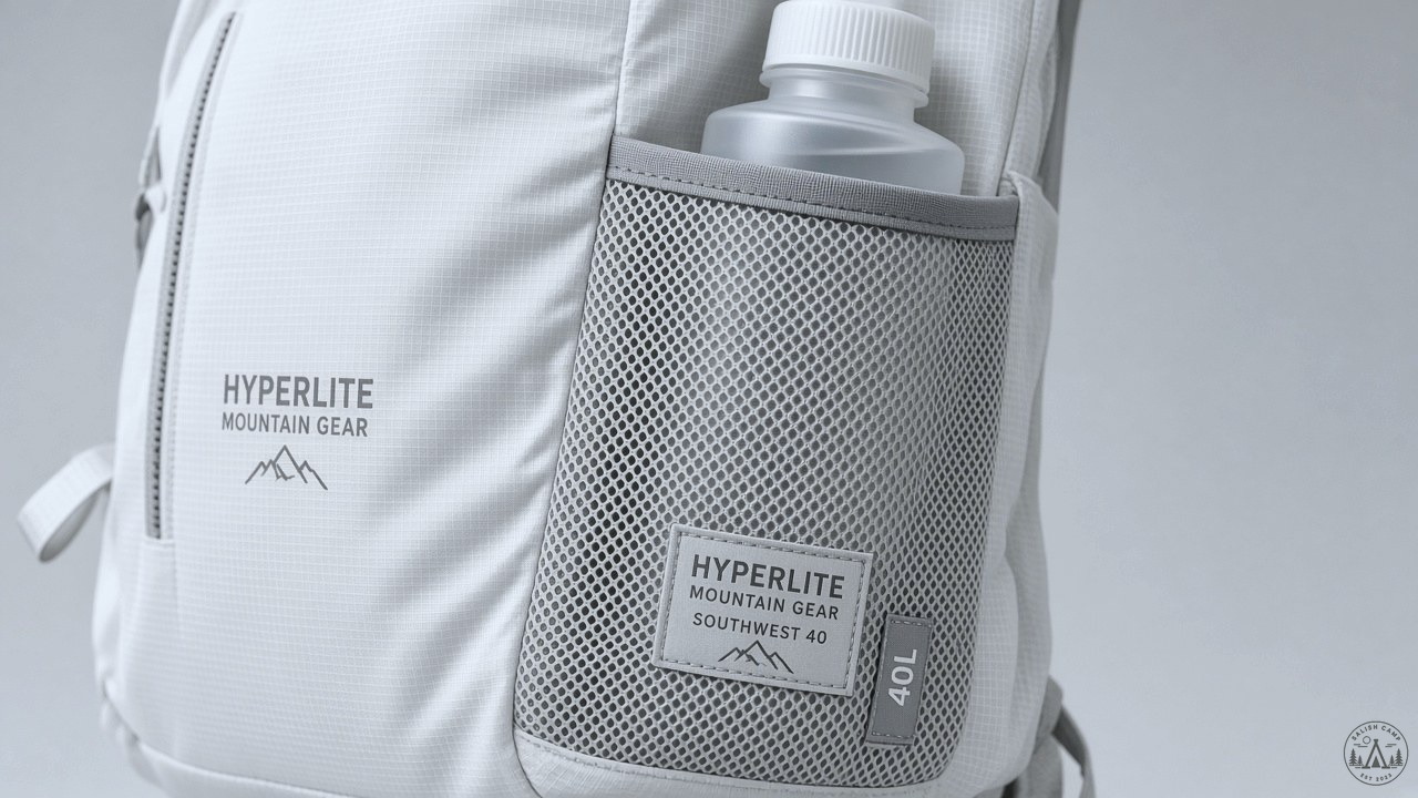 Water bottle in Hyperlite Southwest 40 side pocket
