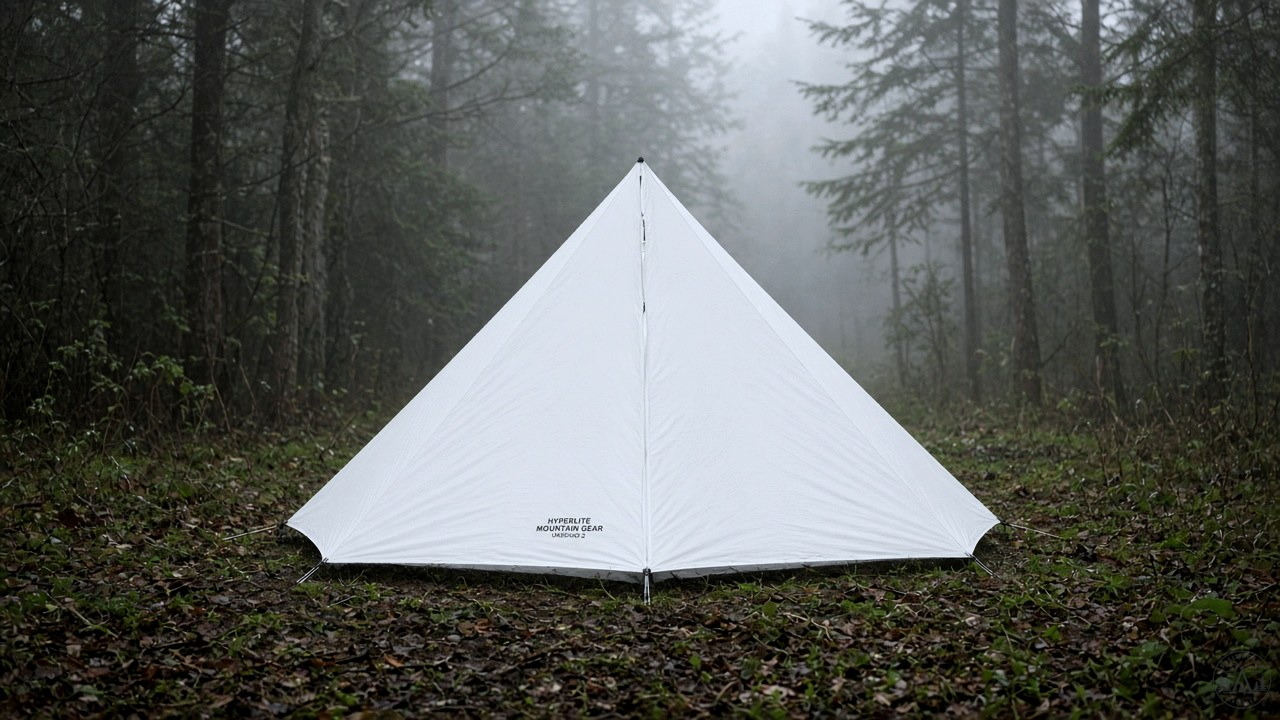Hyperlite Unbound 2 pitched tight in a misty Pacific Northwest forest