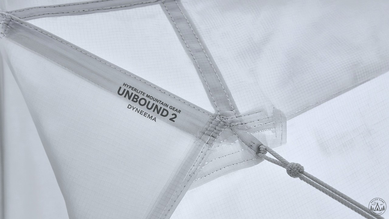 Close-up of taped Dyneema seam on Hyperlite Unbound 2