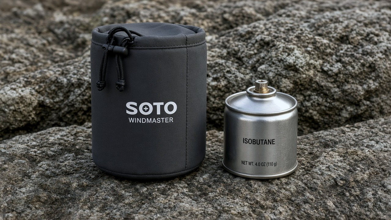 Soto WindMaster packed with 4Flex arms folded for travel