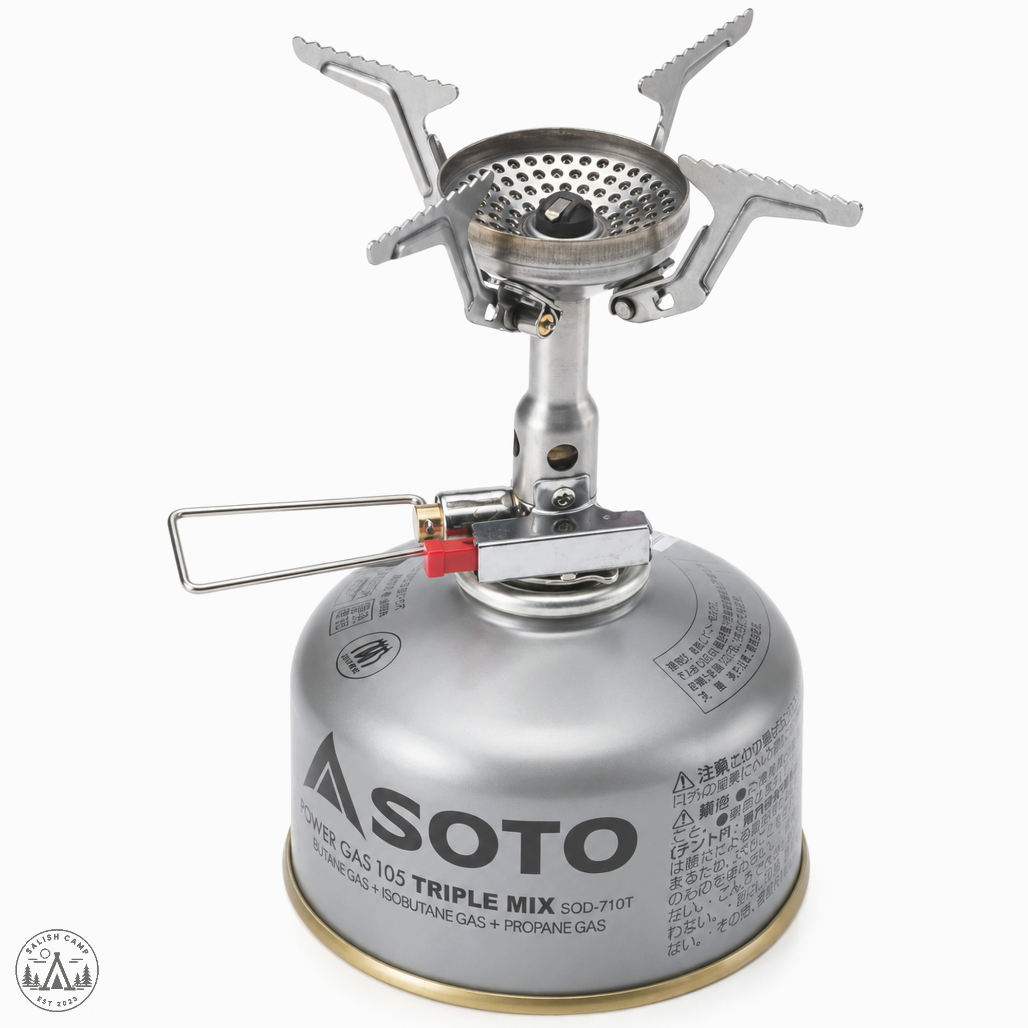 SOTO Amicus OD-1NVE stove with igniter on a fuel canister
