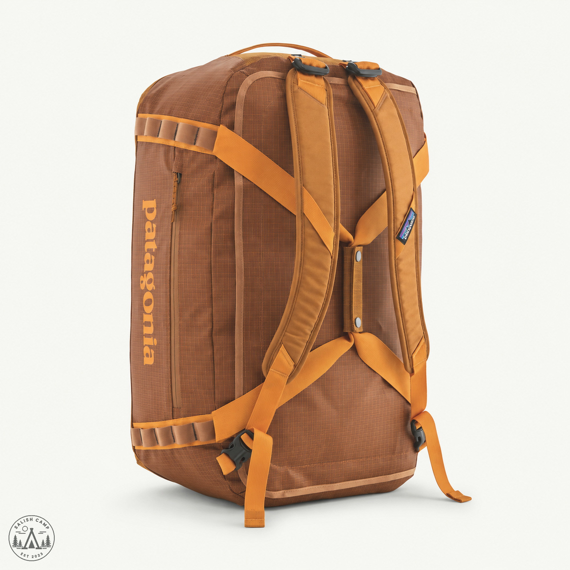 Black Hole 55L back panel with backpack straps