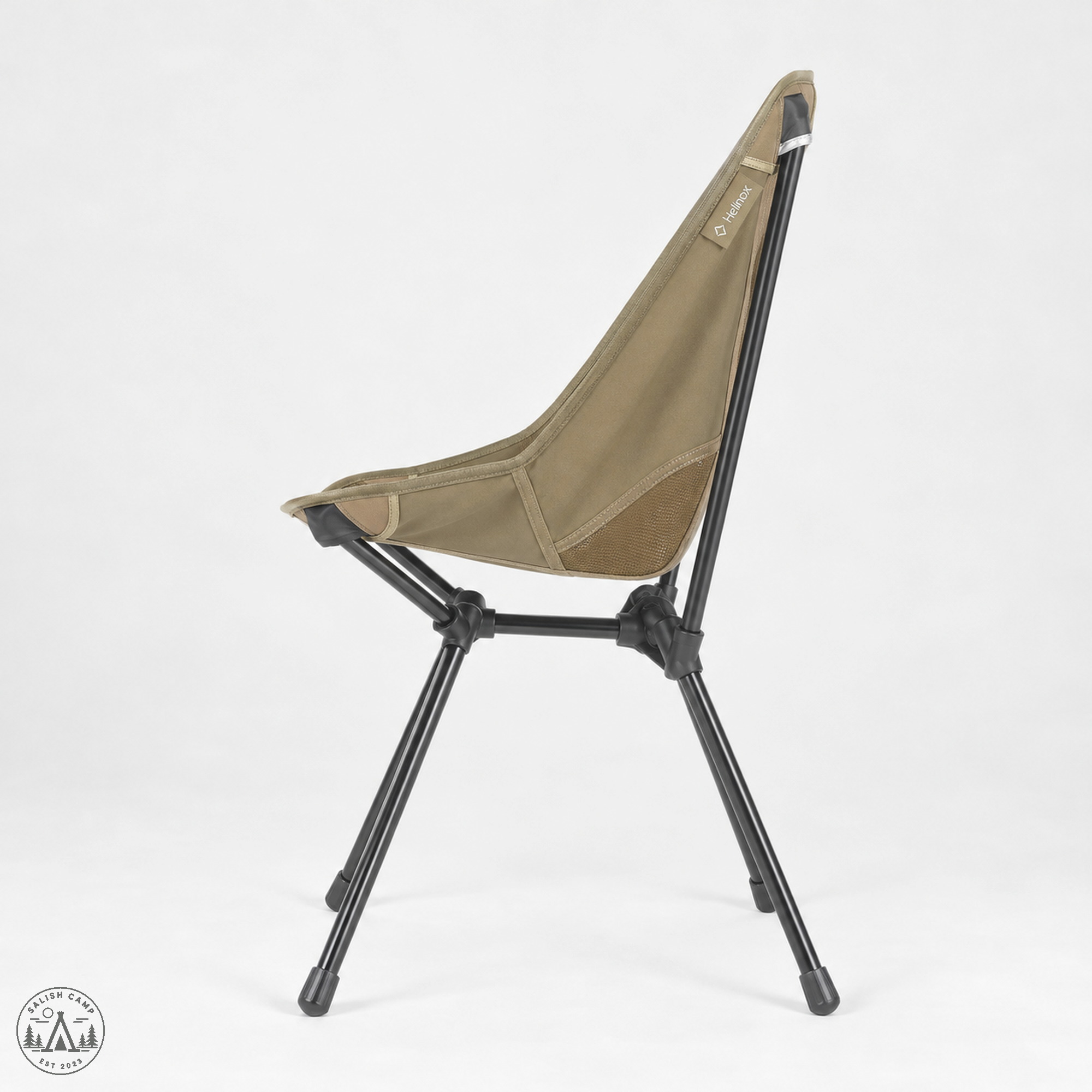 Helinox Café Chair side profile showing upright backrest