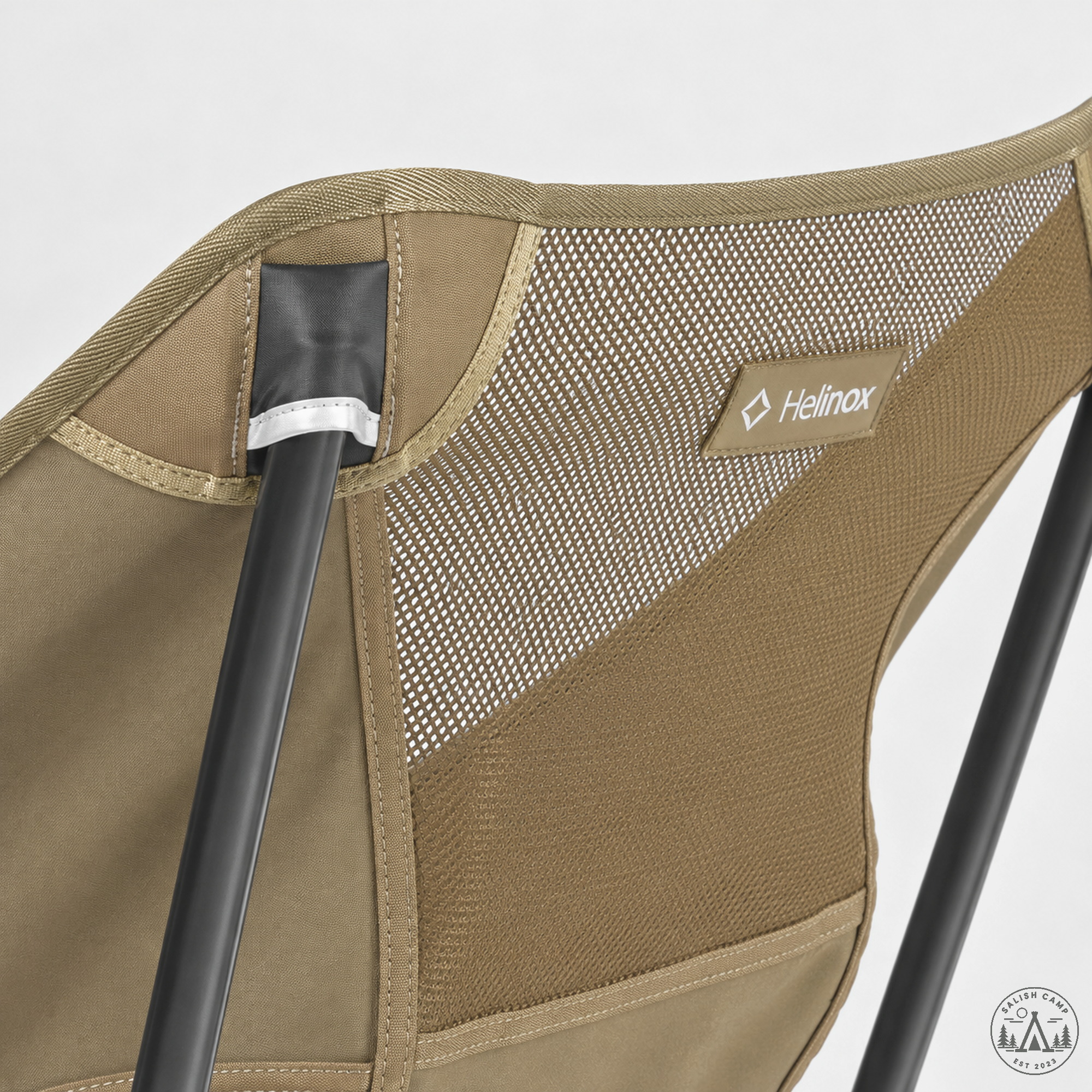 Helinox Café Chair upper seat corner with pole pocket and mesh panel