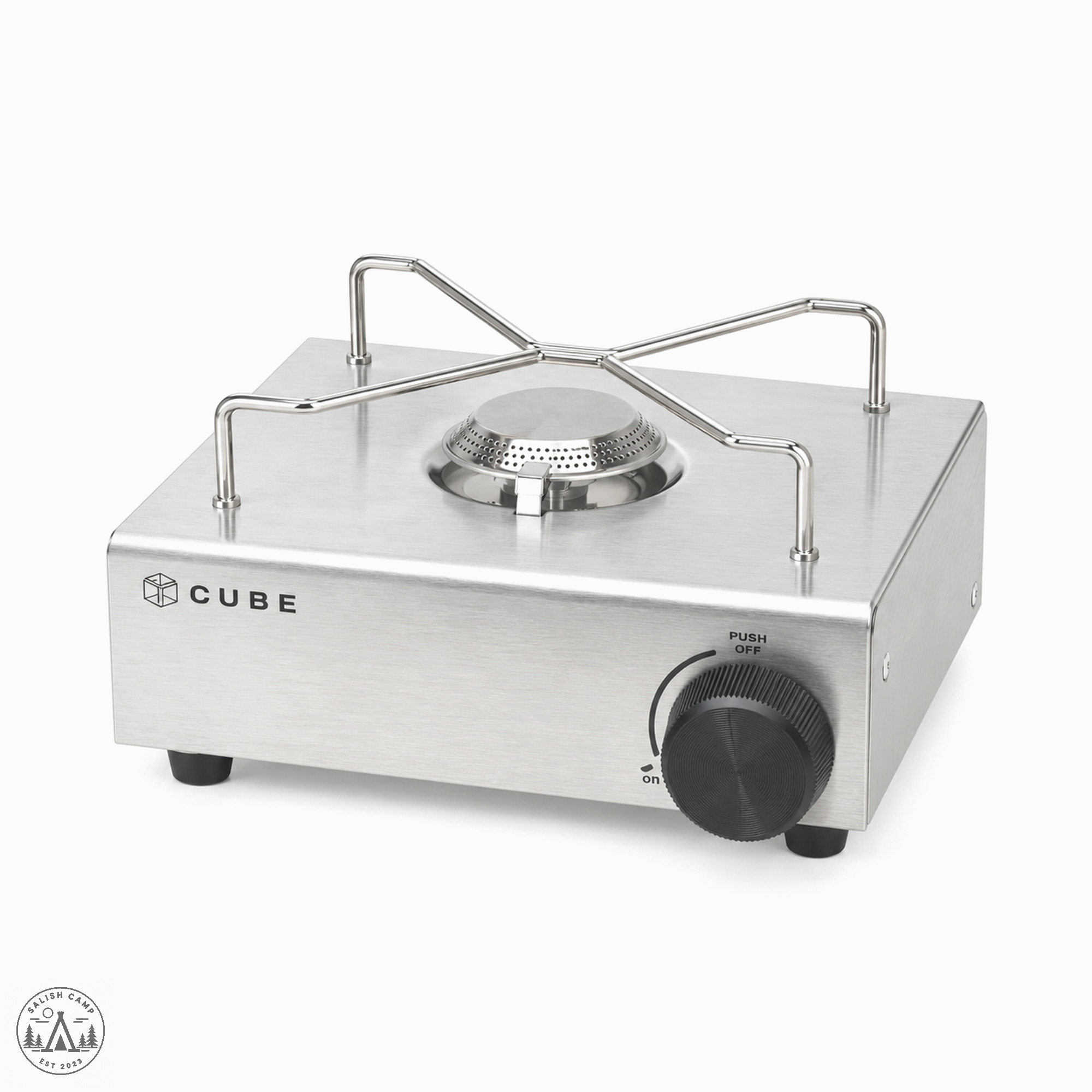 Kovea Cube KGR-1503R1 open with pot support up on white
