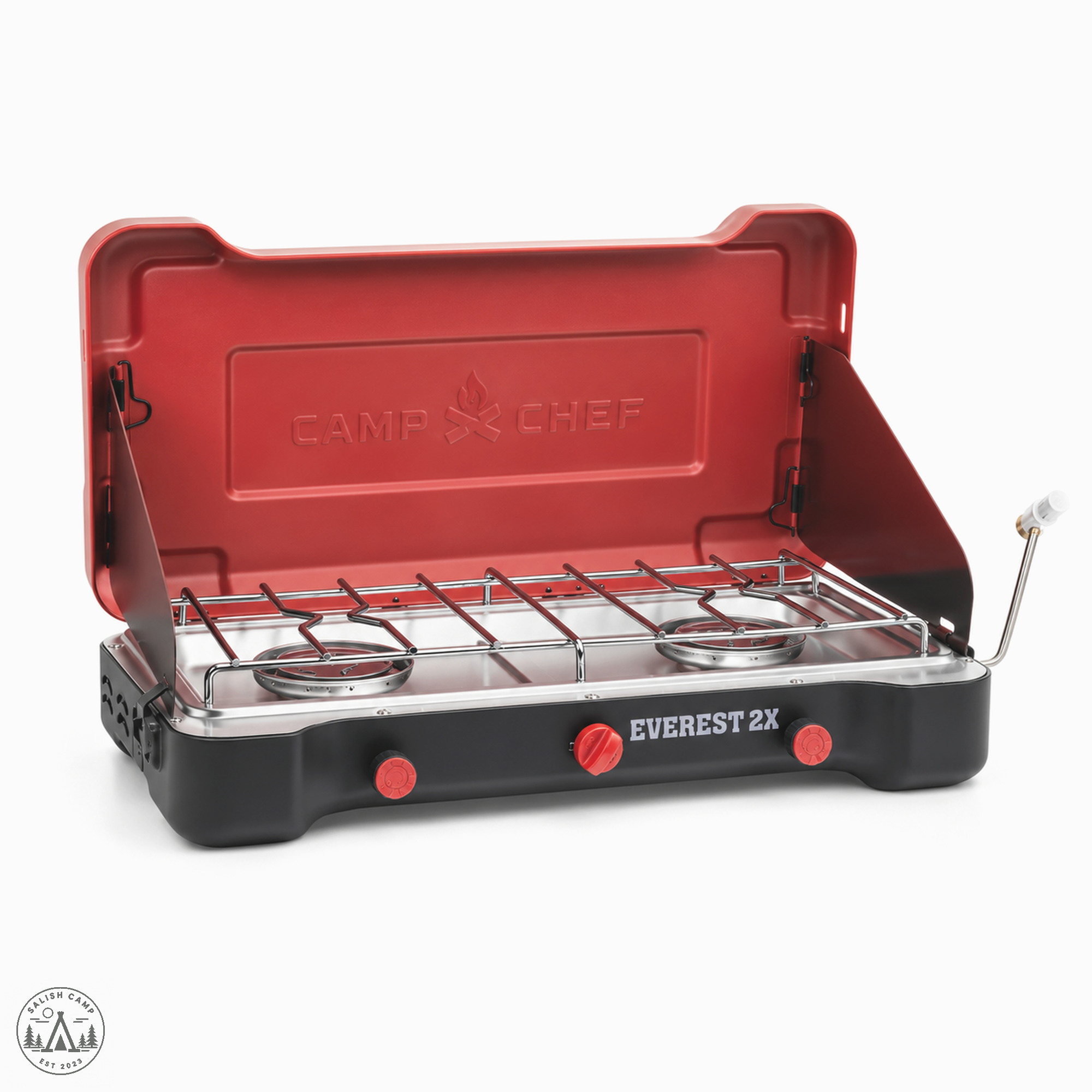 Camp Chef Everest 2X three-quarter with regulator
