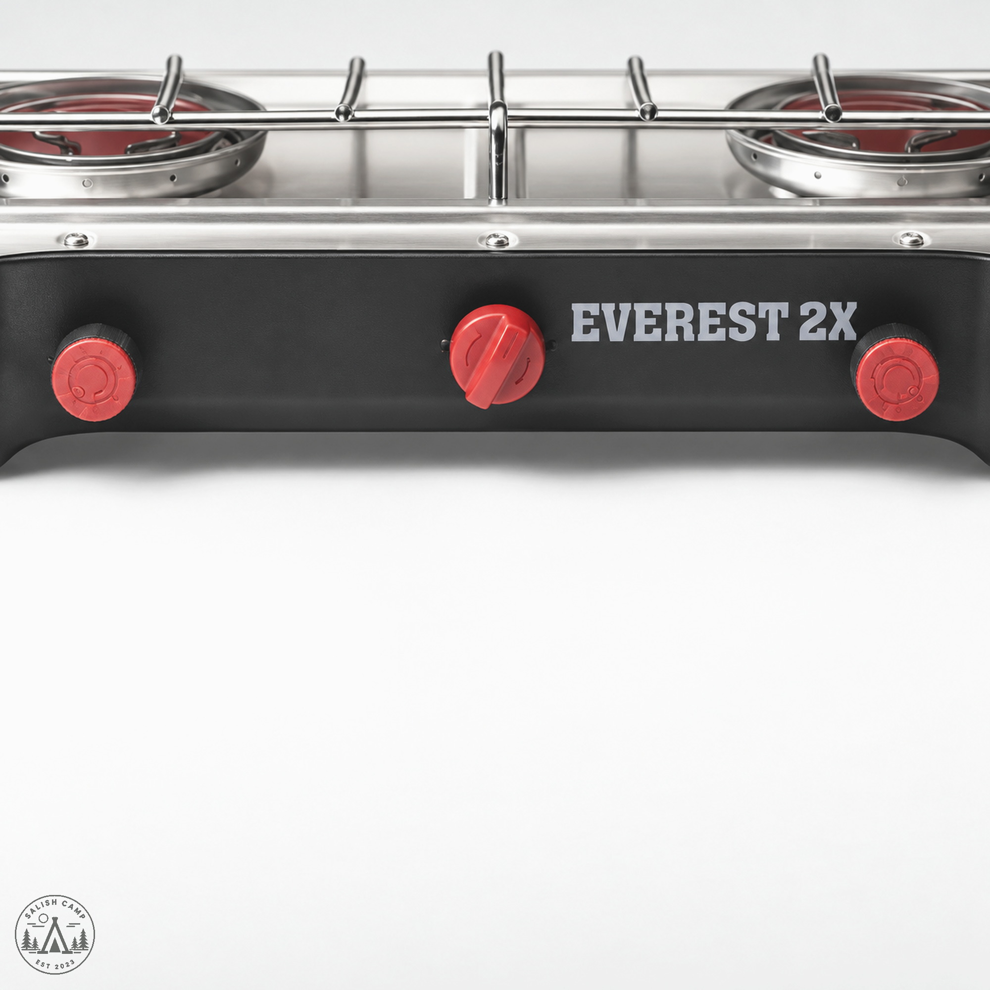 Camp Chef Everest 2X front knobs close-up
