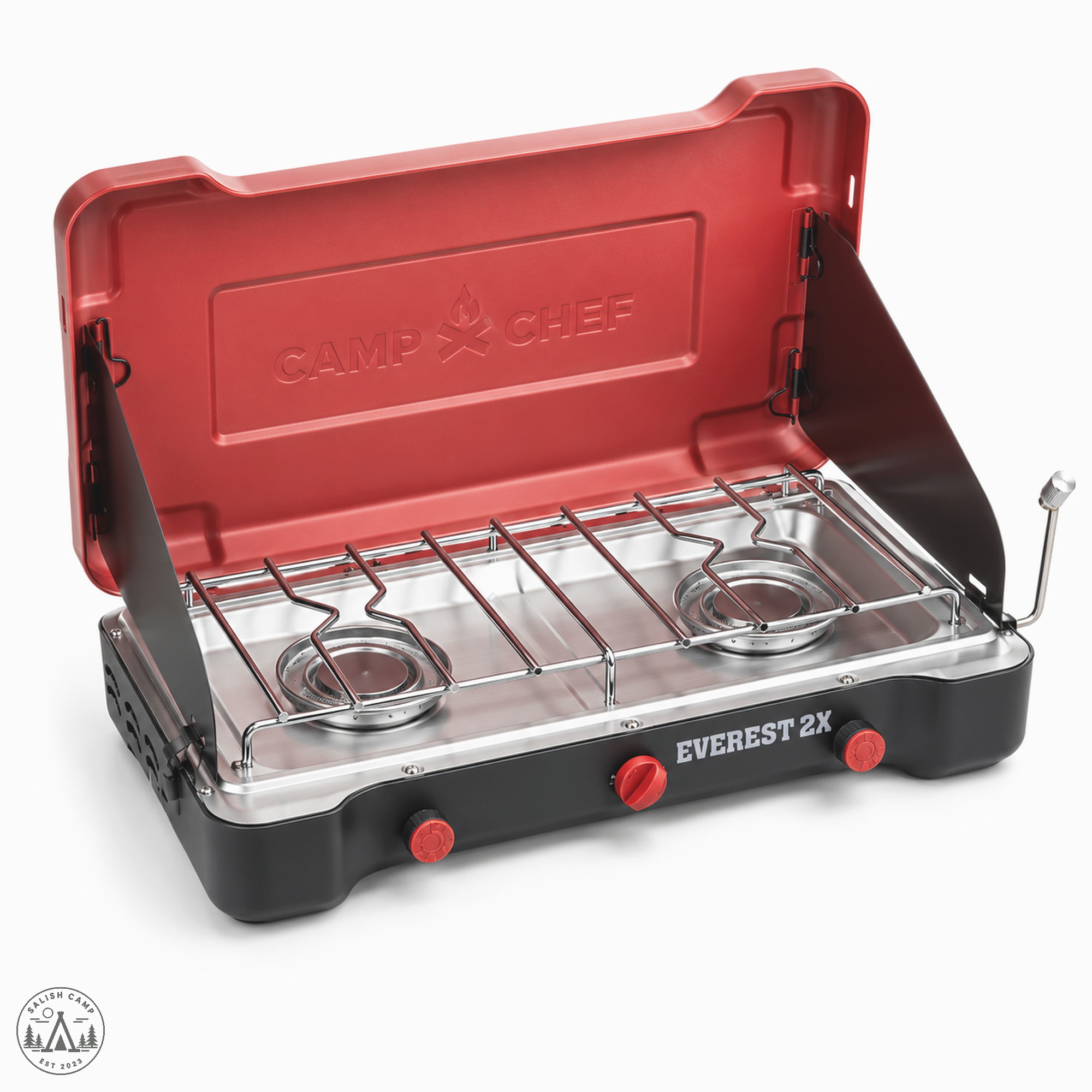 Camp Chef Everest 2X windscreen and grate close-up