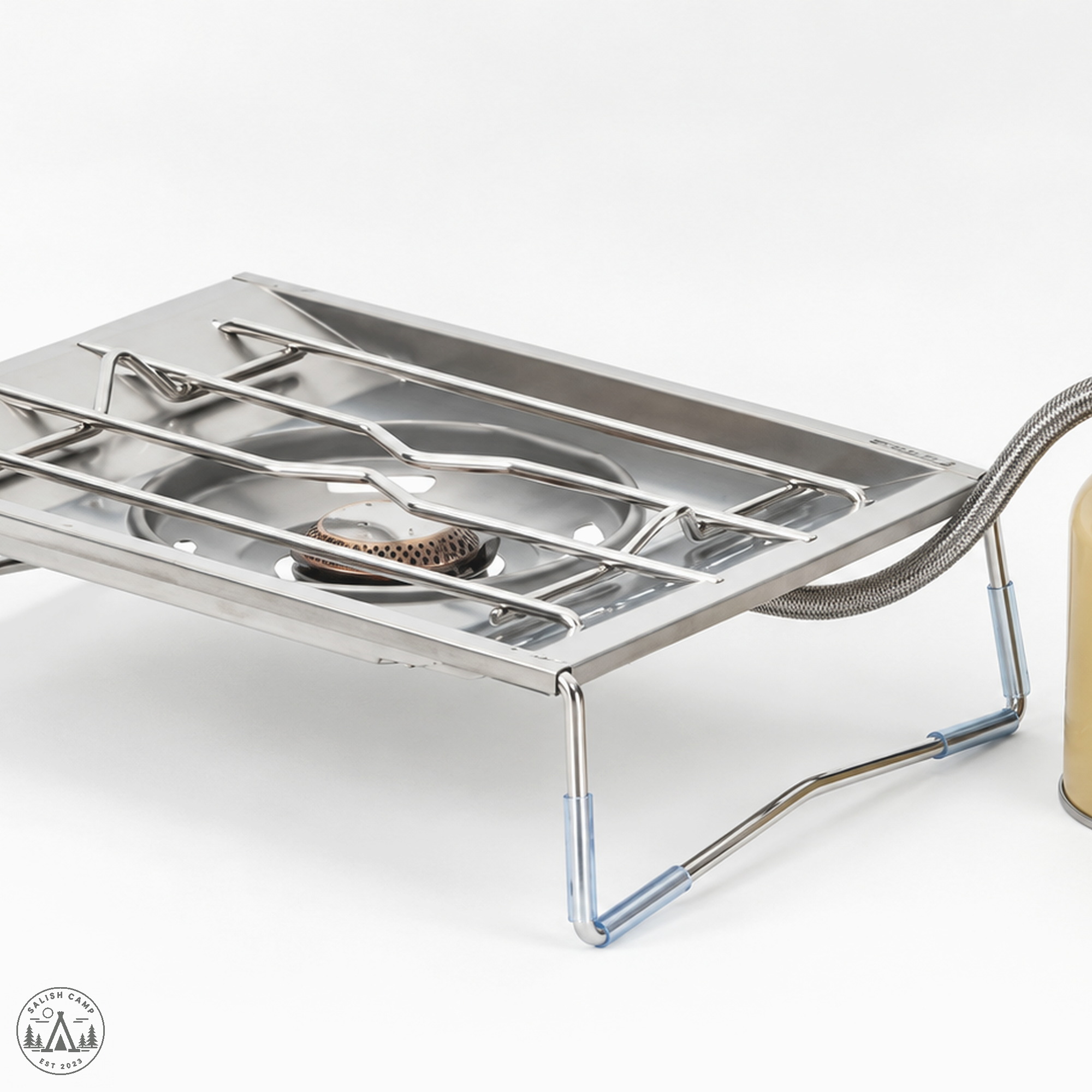 Flat Burner on its legs and tray