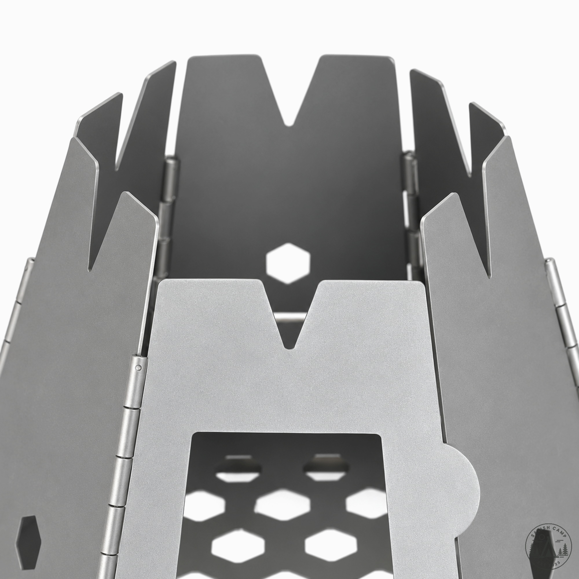 Hexagon 2 top V-cutouts pot support geometry