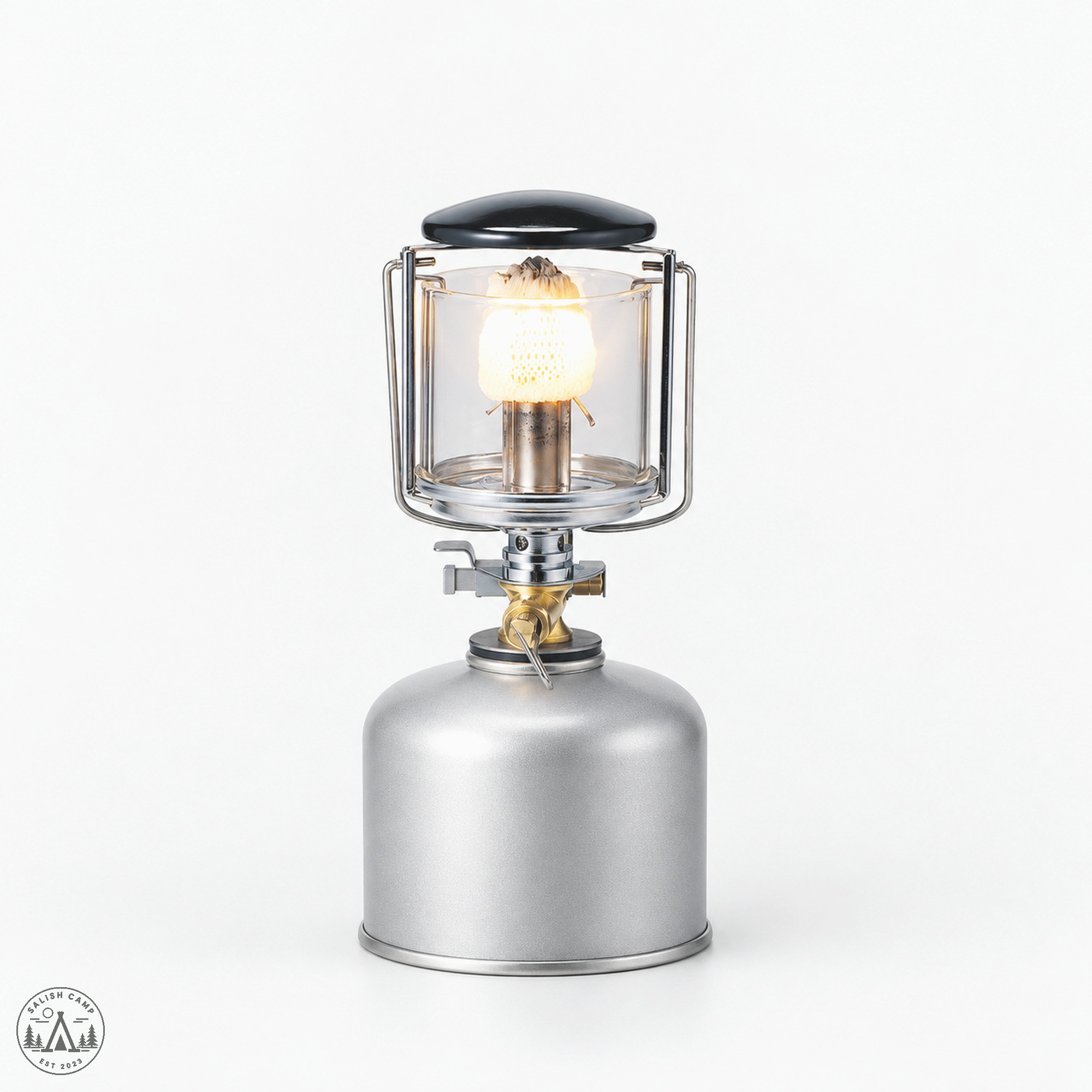 Kovea Observer KL-103 lit on a plain gas canister