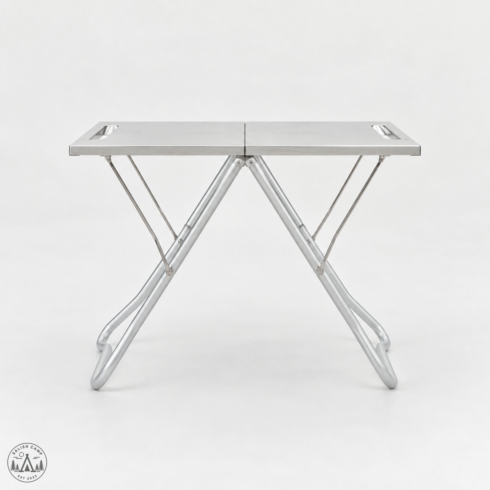 Takibi My Table side elevation with crossing legs