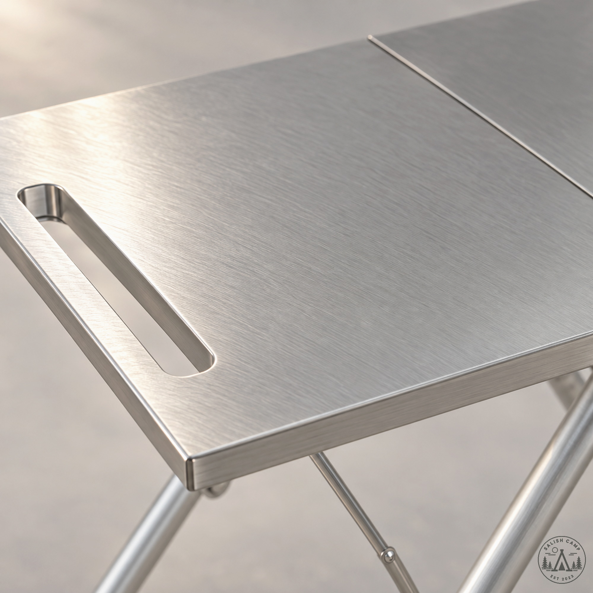 Takibi My Table brushed stainless top with small pot