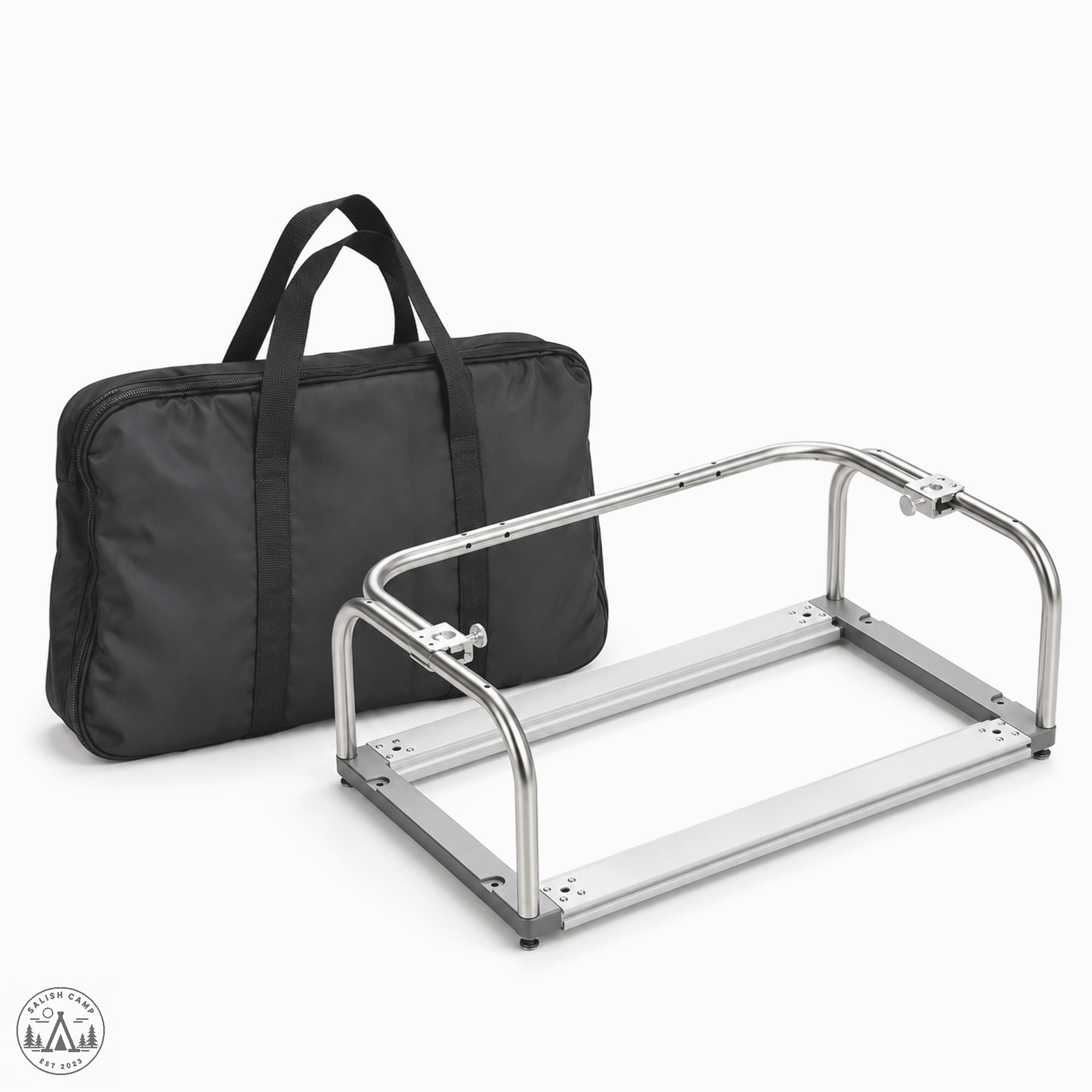 Stanluck IGT Kitchen Rack beside its black carry bag