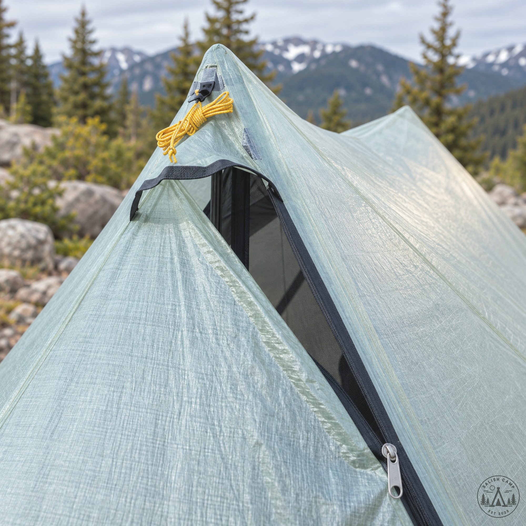 StratoSpire 2 Li apex guyline and J-door zipper