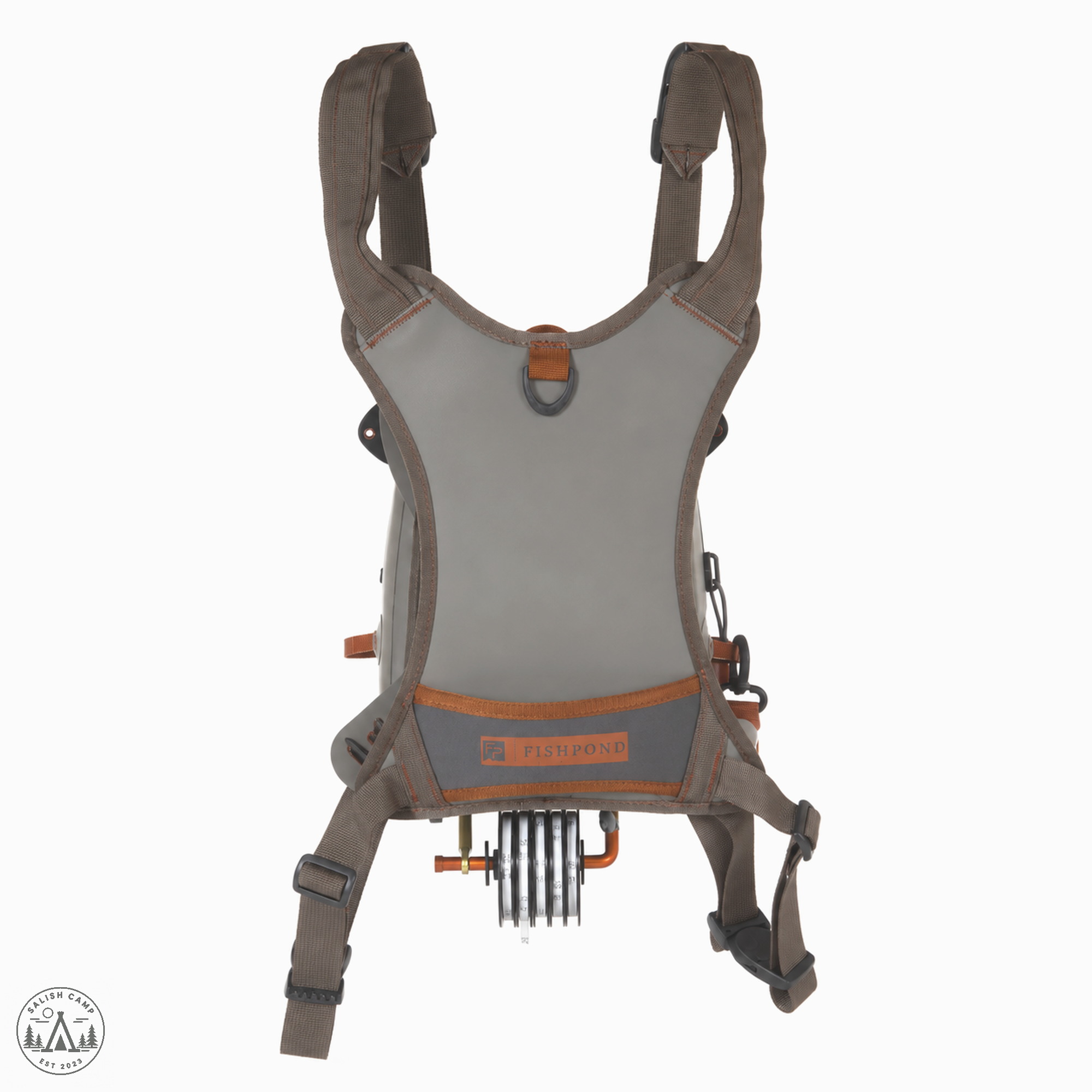 Back harness and foam panel of the Fishpond Thunderhead Submersible Chest Pack Eco Shale