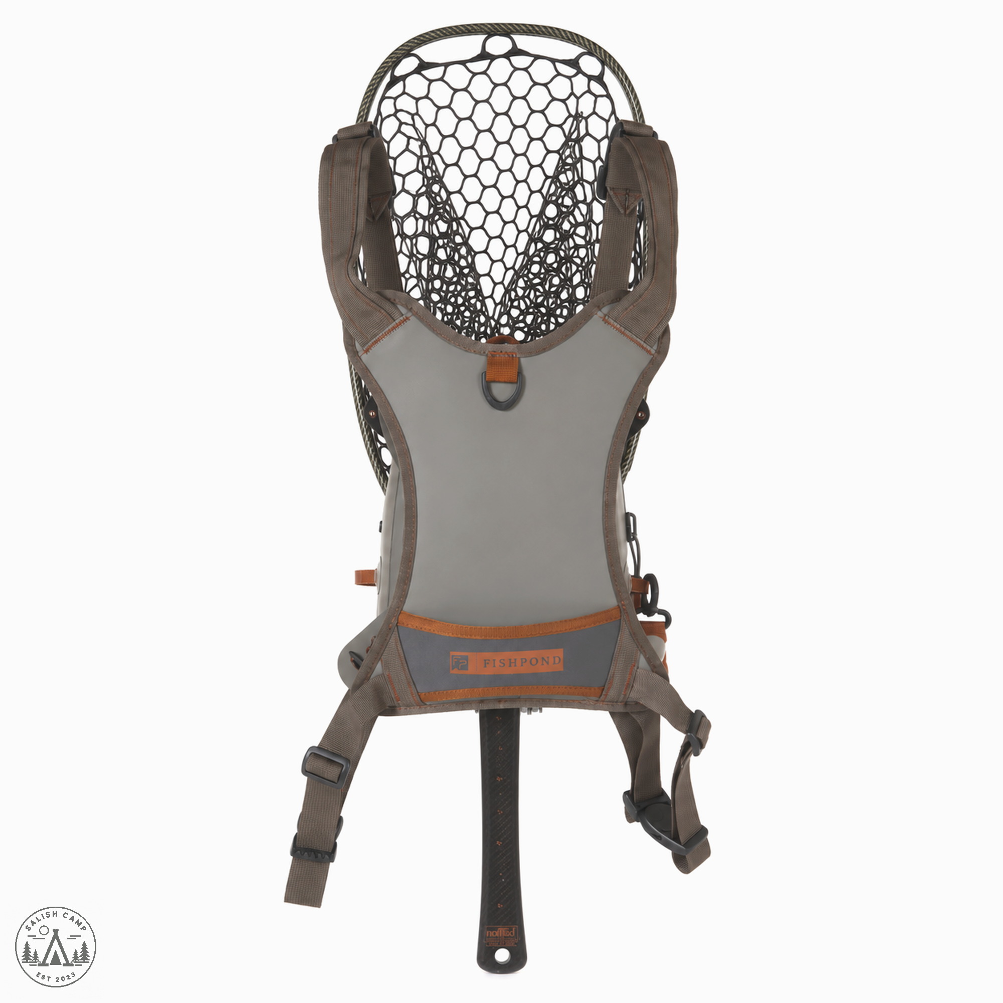 Back harness of the Thunderhead chest pack with a net seated in the integrated net slot