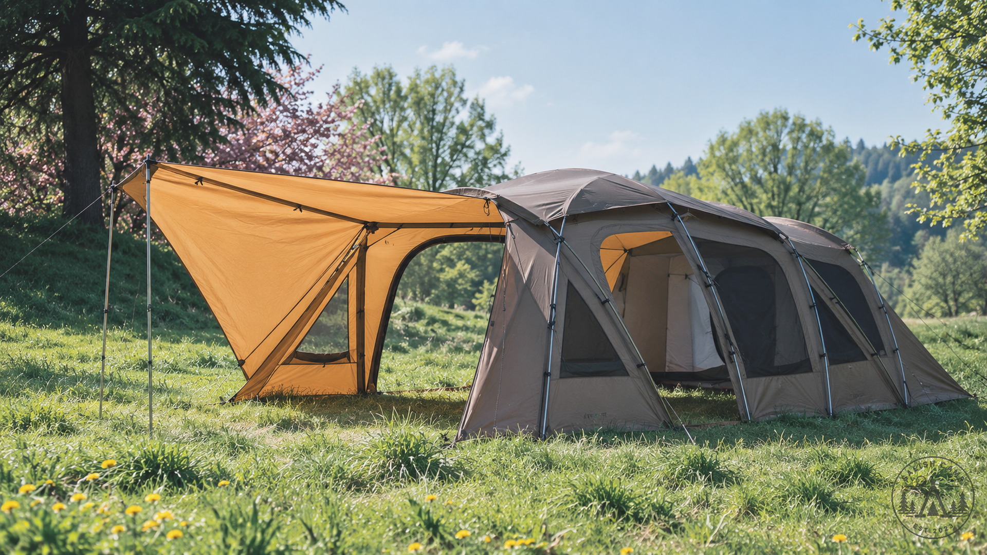 Side canopy extended beside the pitched Tortue Pro