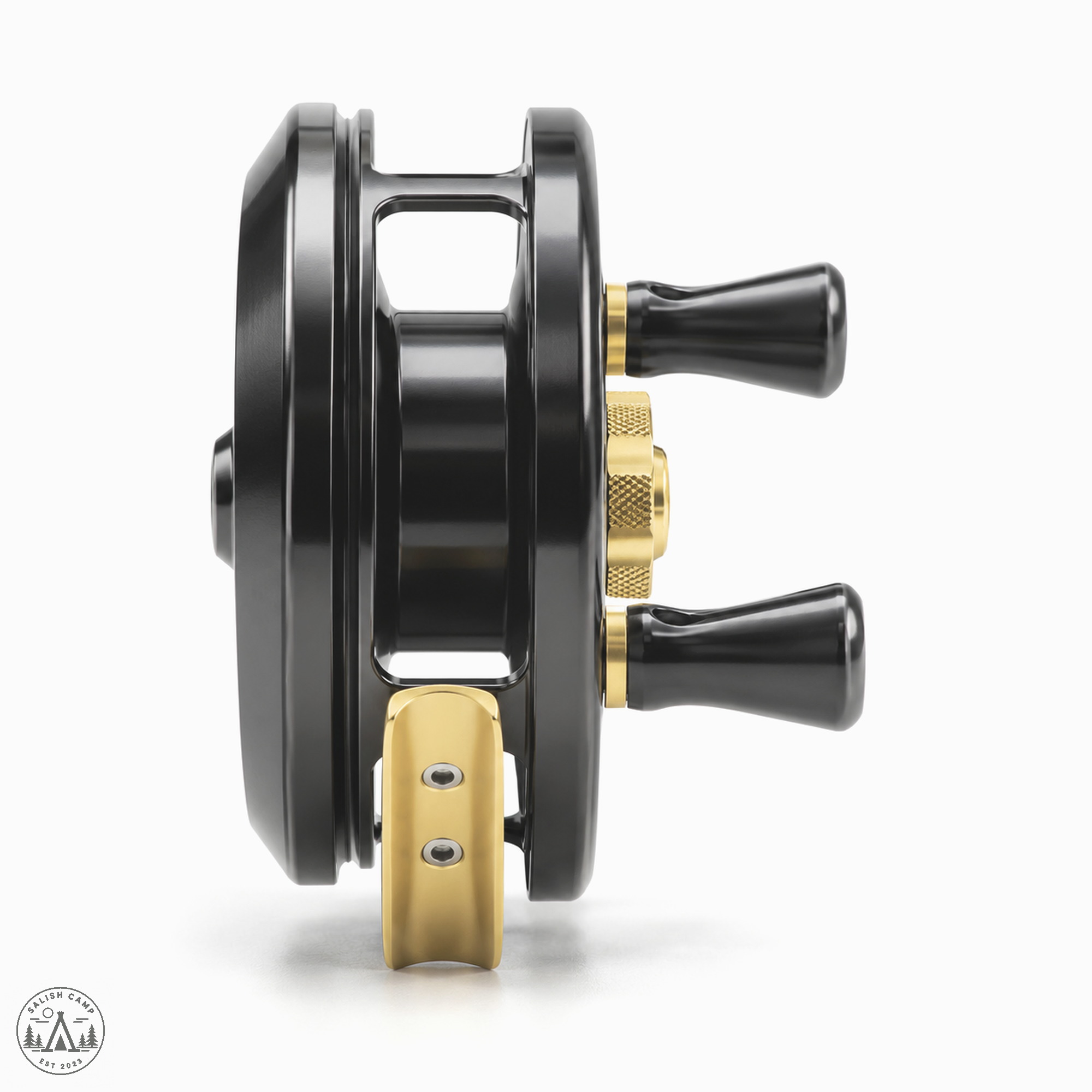 True side profile of the black and gold Islander TR3 on white